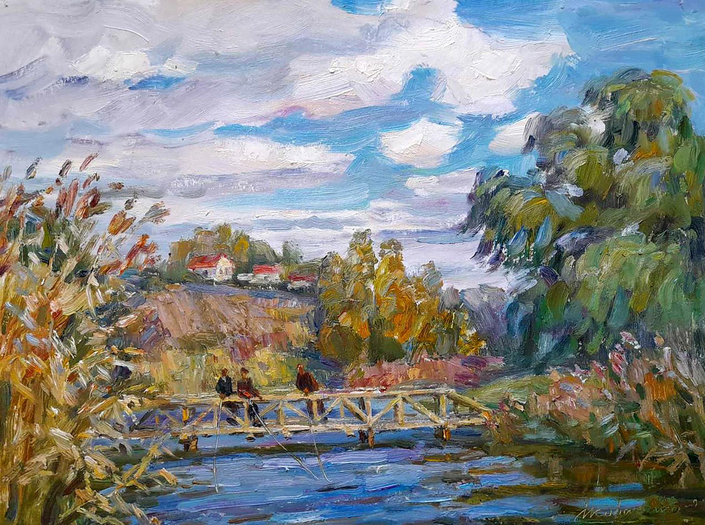 Oi painting Fishermen on the bridge Kovalenko Ivan Mikhailovich