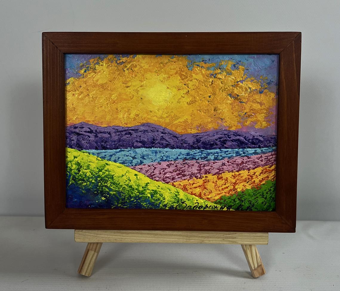 Oil painting Summer flower fields and sunset V. Zadorozhnya