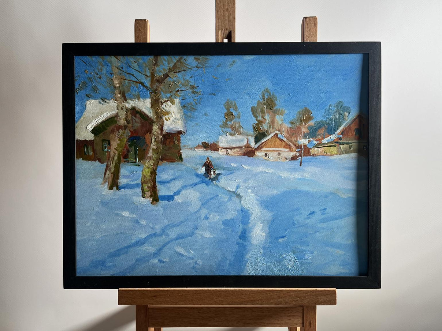 OIl painting Quiet village in winter Yuriy Suprunchuk
