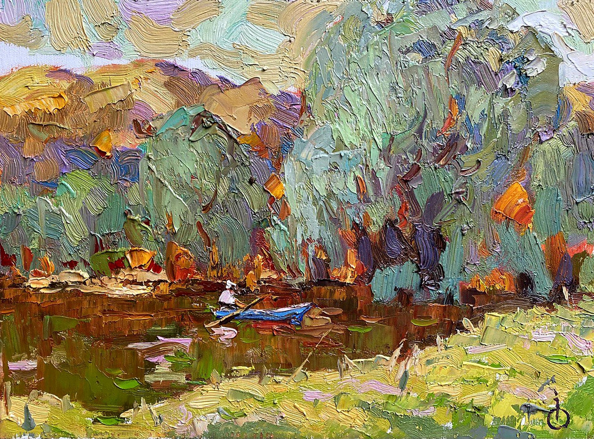 Oil painting pond