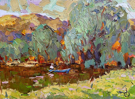 Oil painting Willow above the pond Alex Ivanyuk