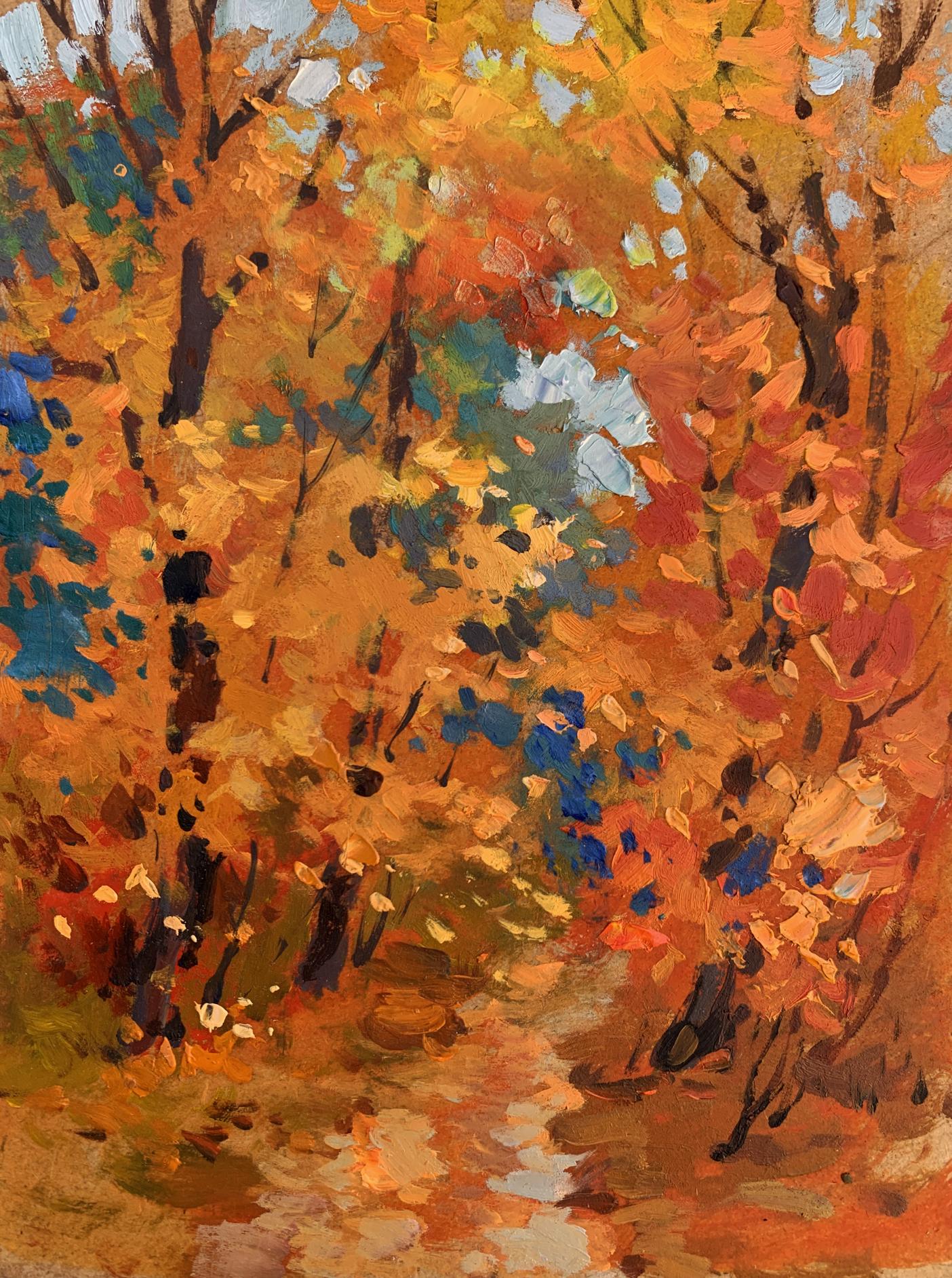 OIl painting Orange autumn forest Yuriy Suprunchuk