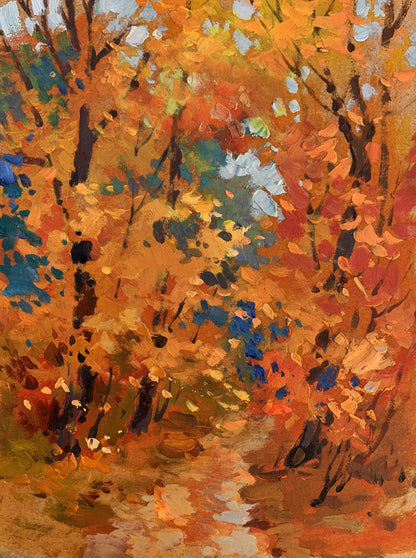 OIl painting Orange autumn forest Yuriy Suprunchuk