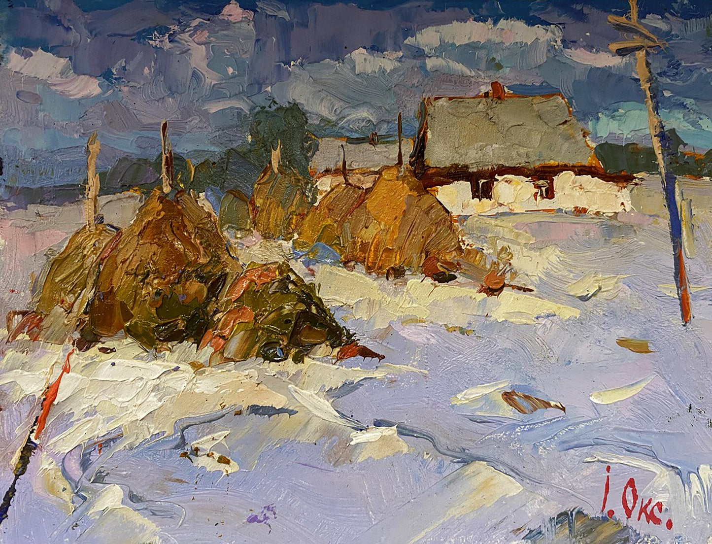 Oil painting Winter House Oksana Ivanyuk