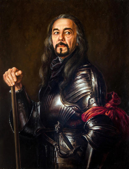 Oil painting Self-portrait in knight's armor Valeriy Bulat