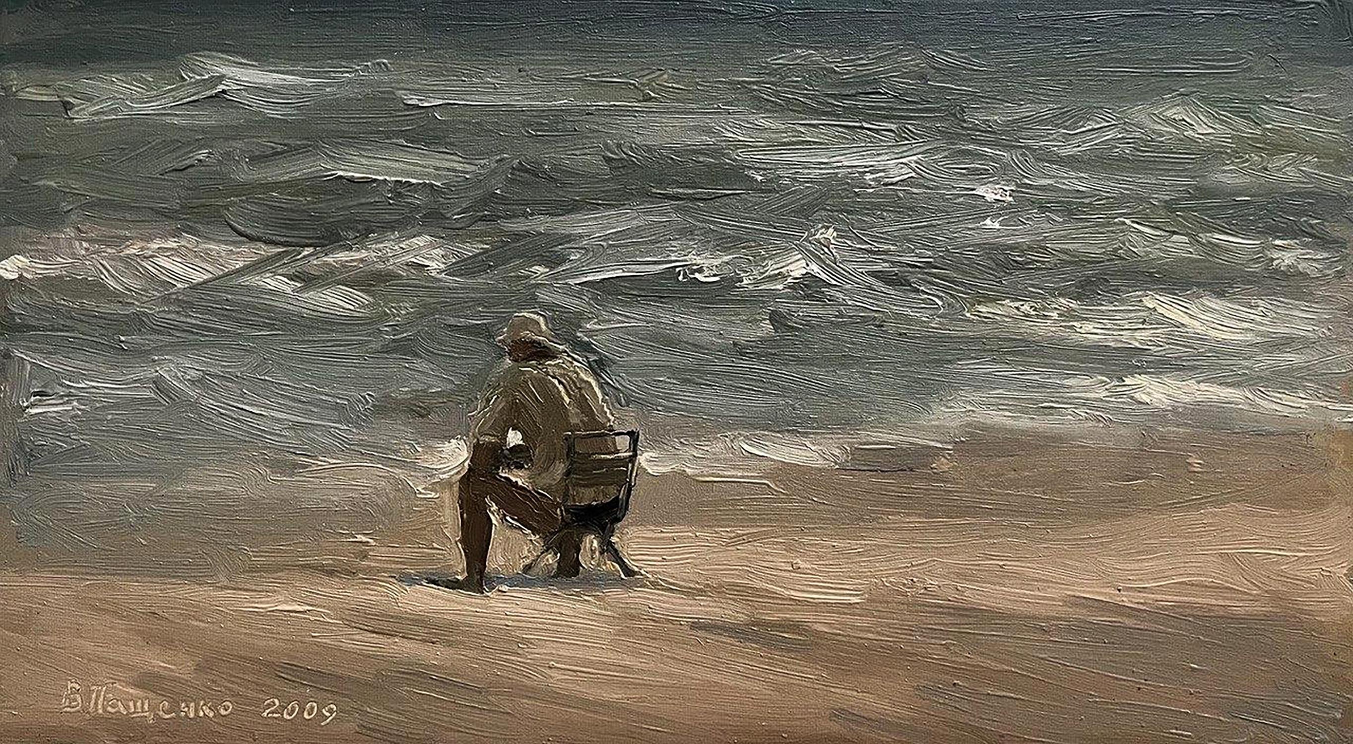 Oil painting Alone on the beach Volodymyr Pashchenko