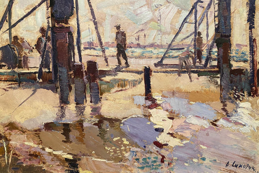 Oil painting Shipyard Anatoly Sukhorukih