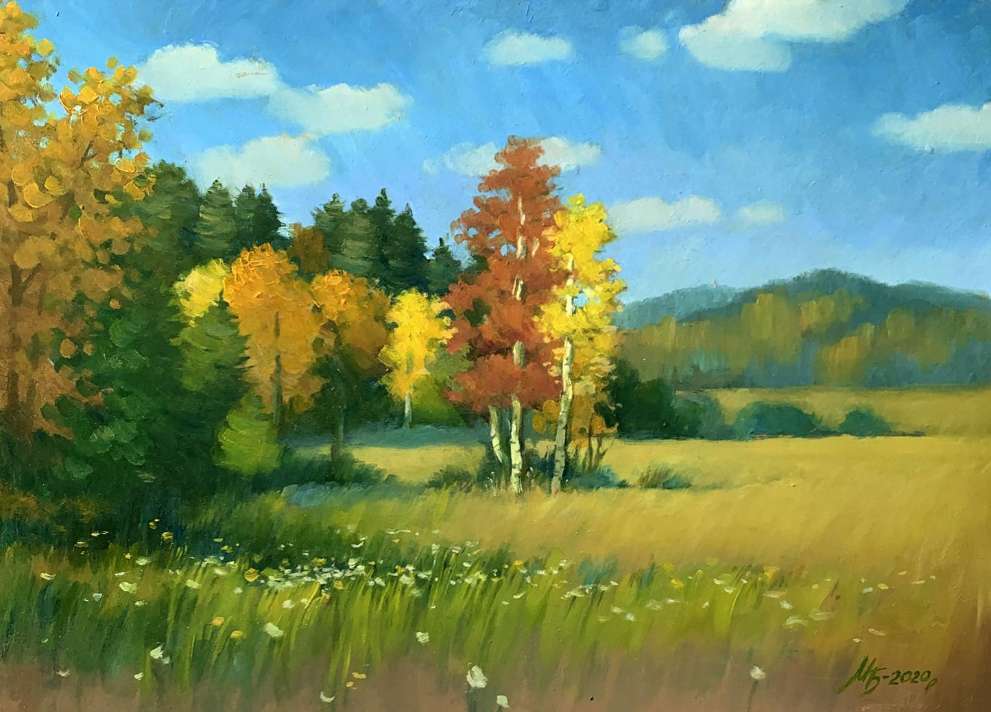 Oil painting Golden forest Mykhailo Burdylo