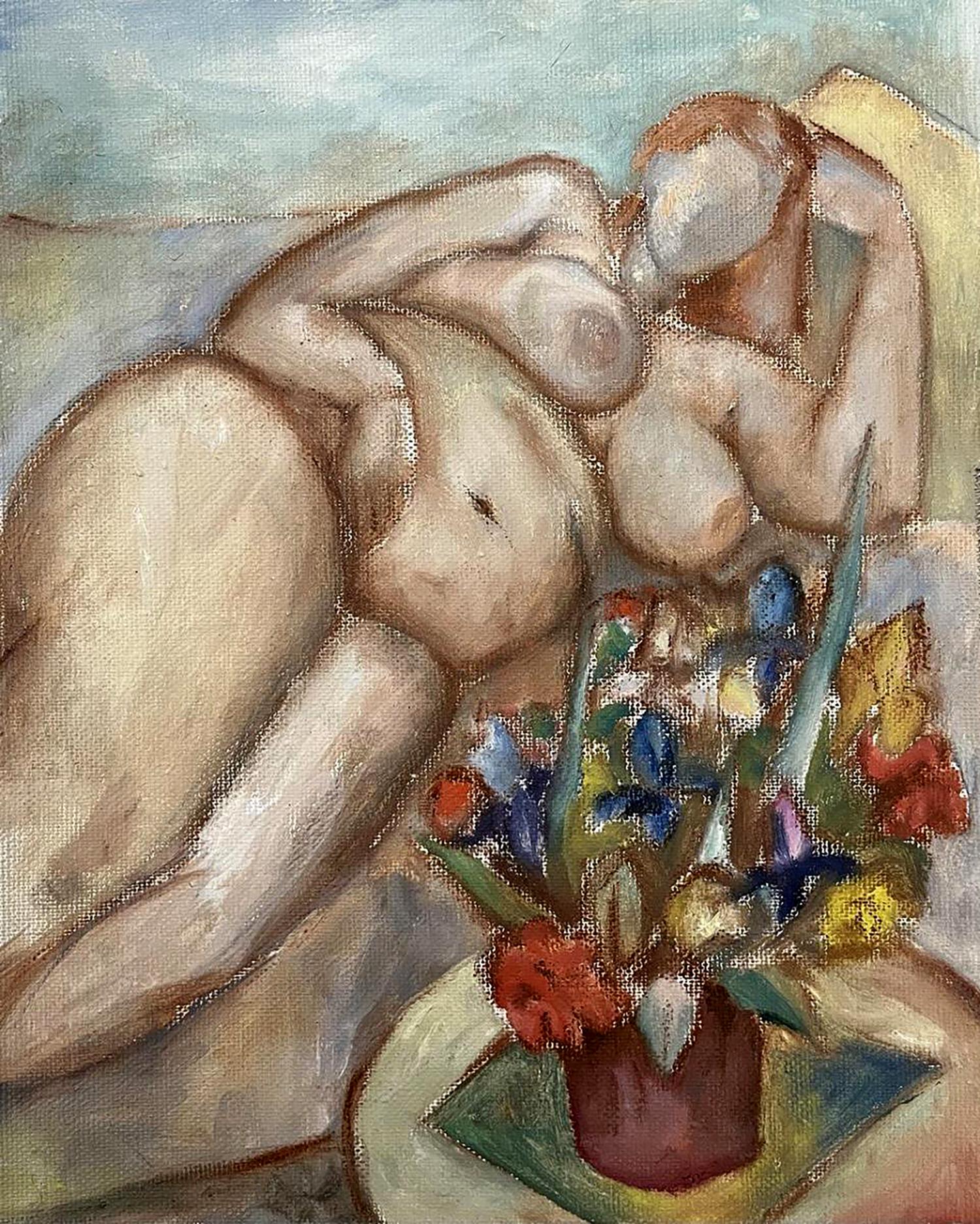 Oil painting Naked with flowers Tatyana Nikolsk