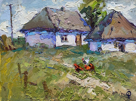 Oil painting Home and yard Oksana Ivanyuk
