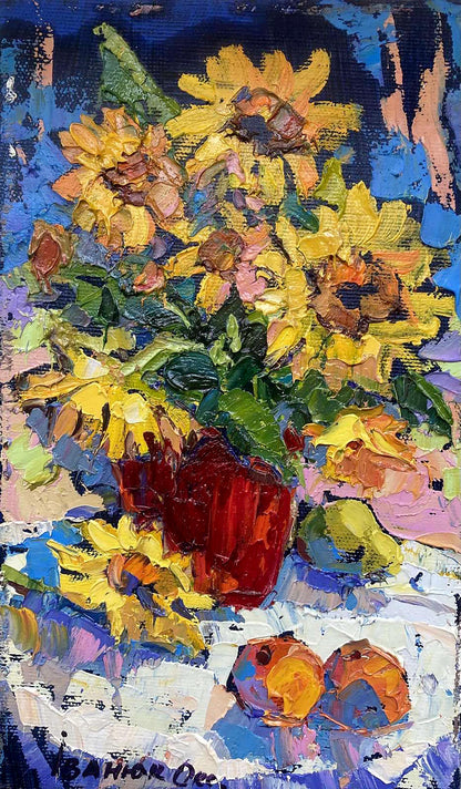 Oil painting Autumn flowers