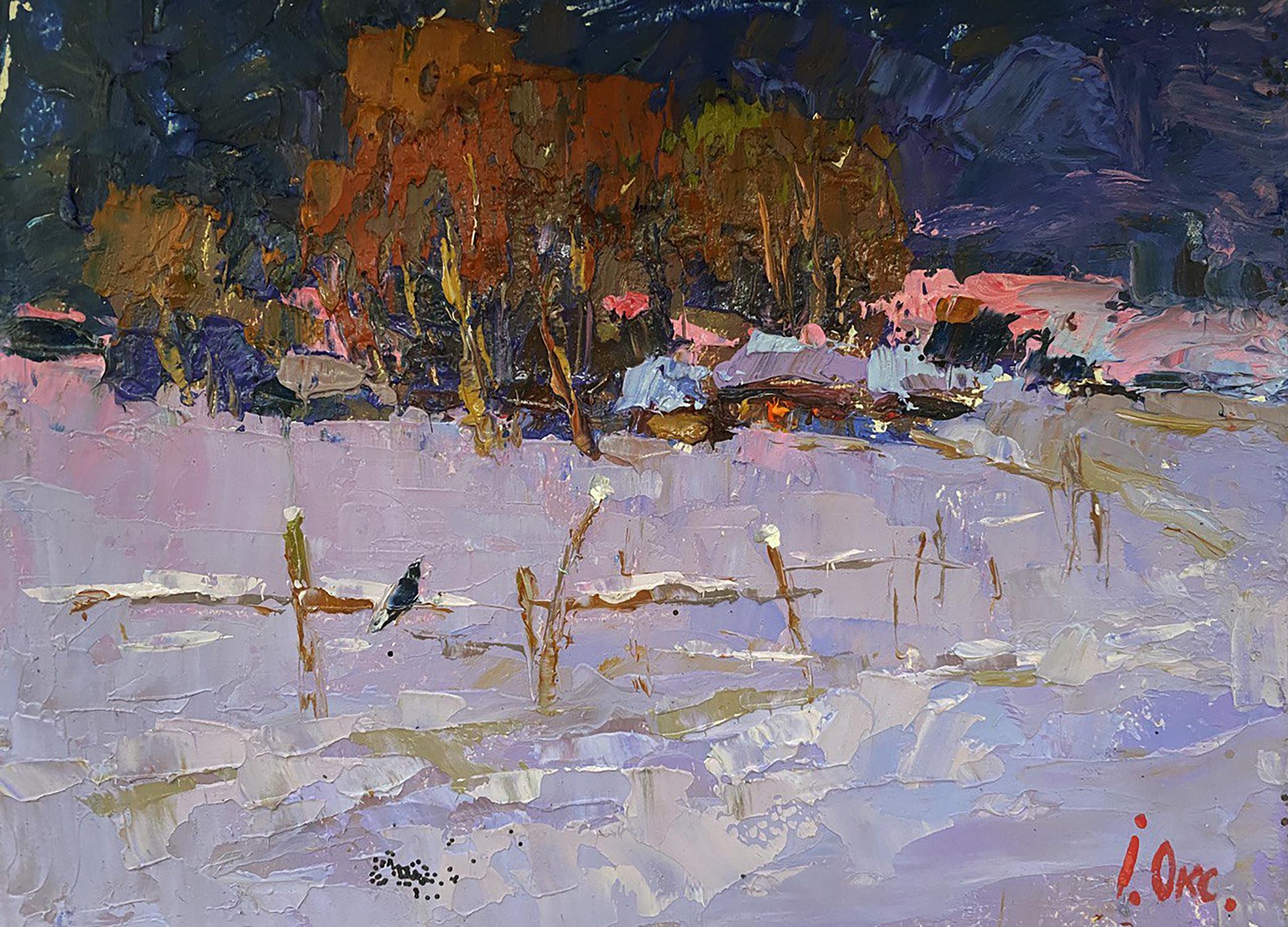 Oil painting Winter evening Oksana Ivanyuk