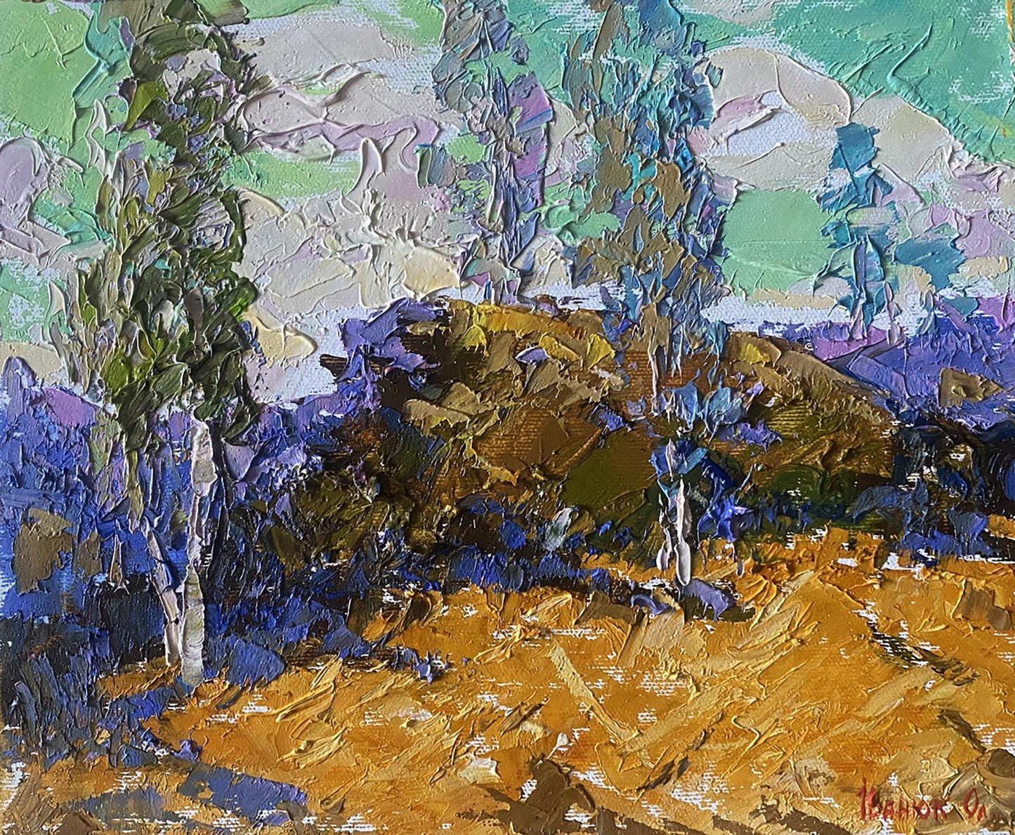 Oil painting Between the trees Oleksiy Ivanyuk