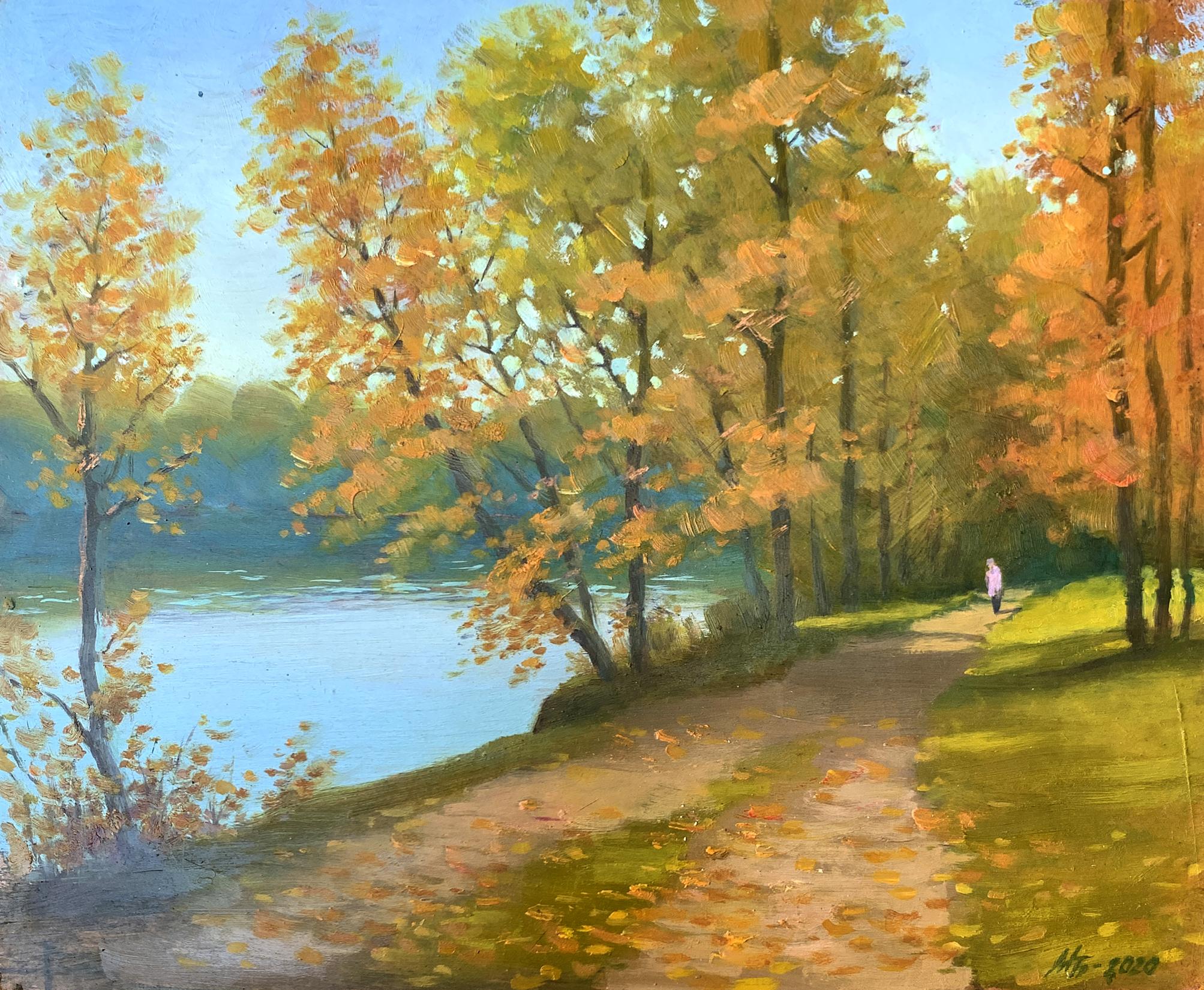 Oil painting In the autumn park Mykhailo Burdylo