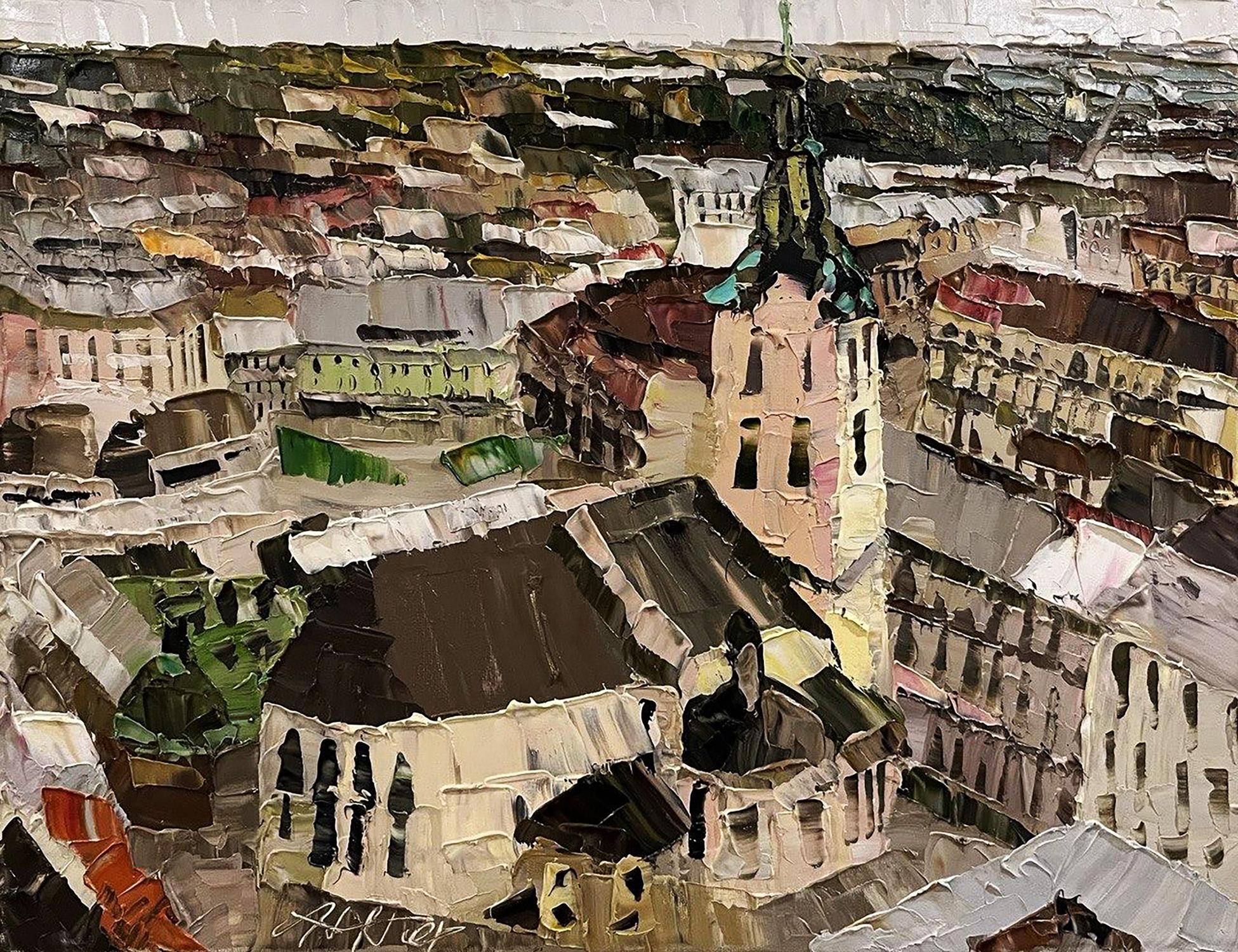 Oil painting Panorama with the cathedral Horishnyi N.A.