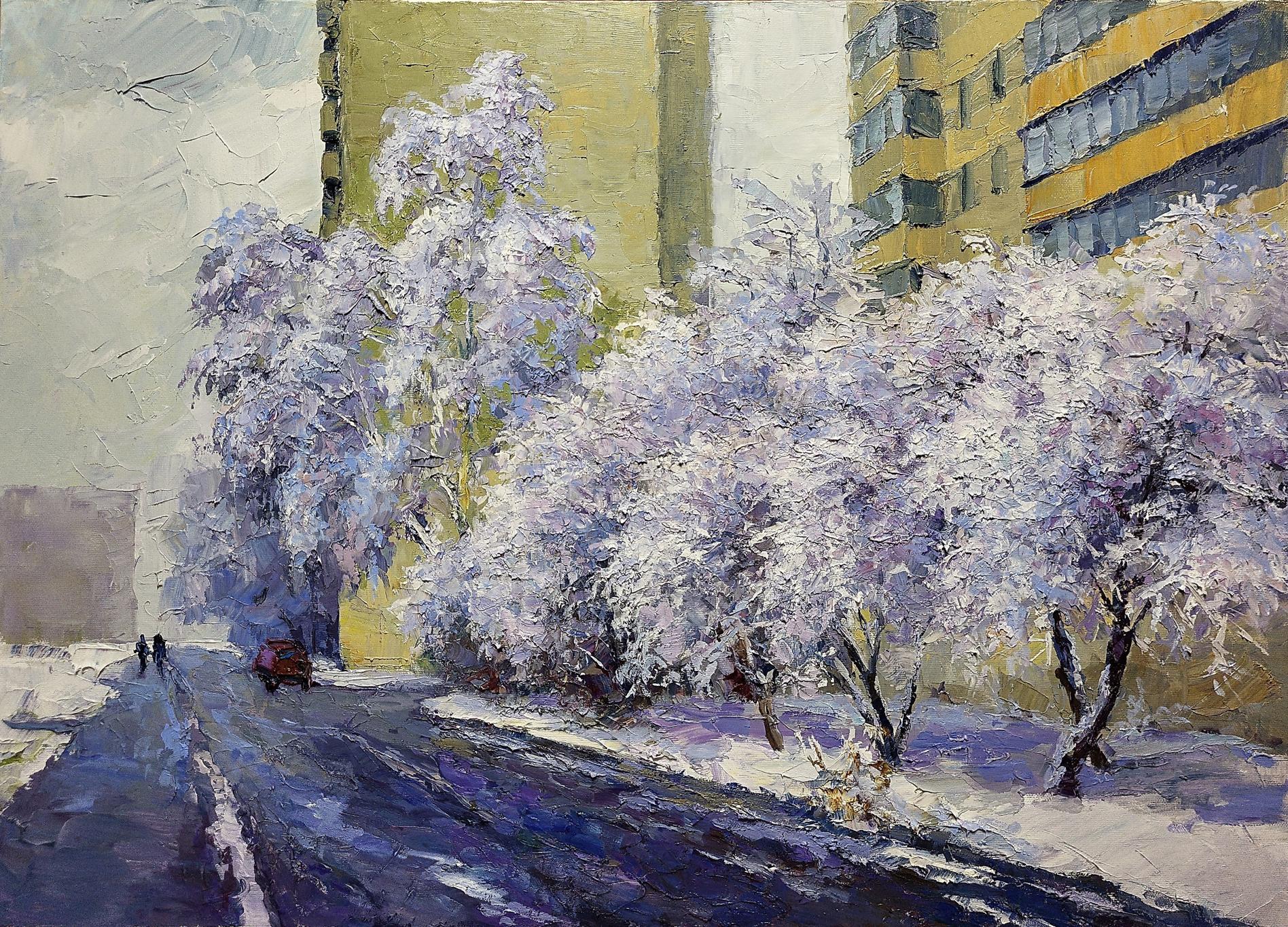 Oil painting Winter street Boris Serdyuk