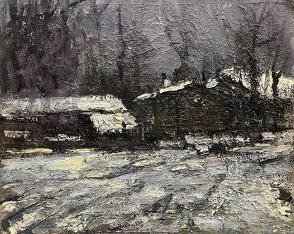 Oil painting Sketch under the village Volodymyr Pashchenko