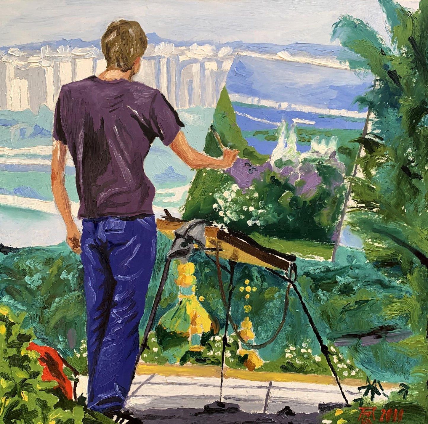 Oil painting A site with a view of the city Oleksandr Gukalov