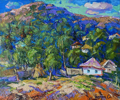 Oil painting A village in a valley Oleksiy Ivanyuk