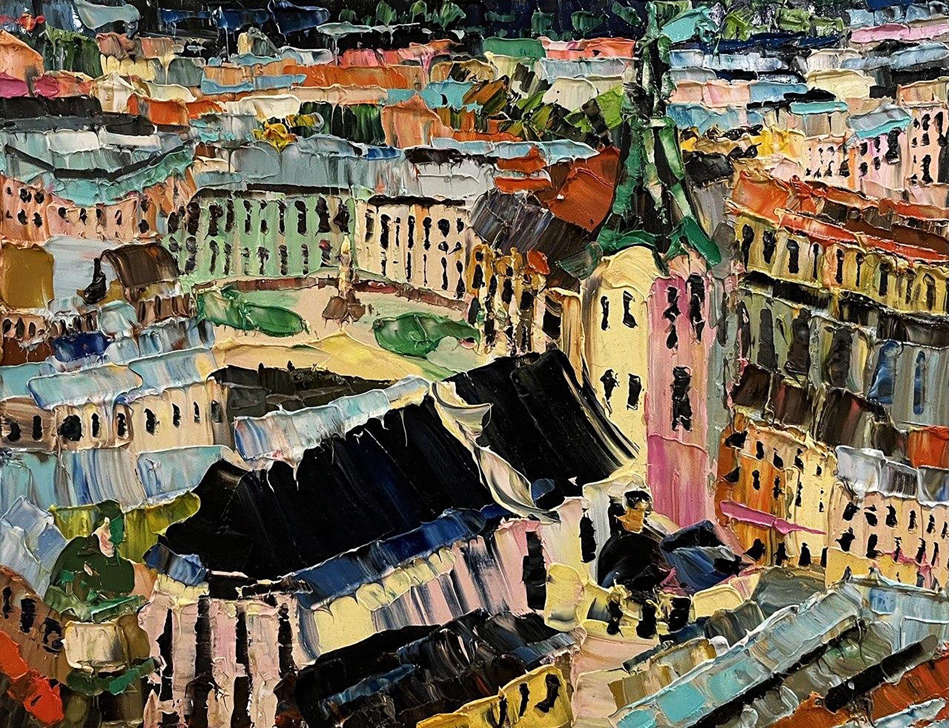 Oil painting Panorama of the old town Horishnyi N.A.