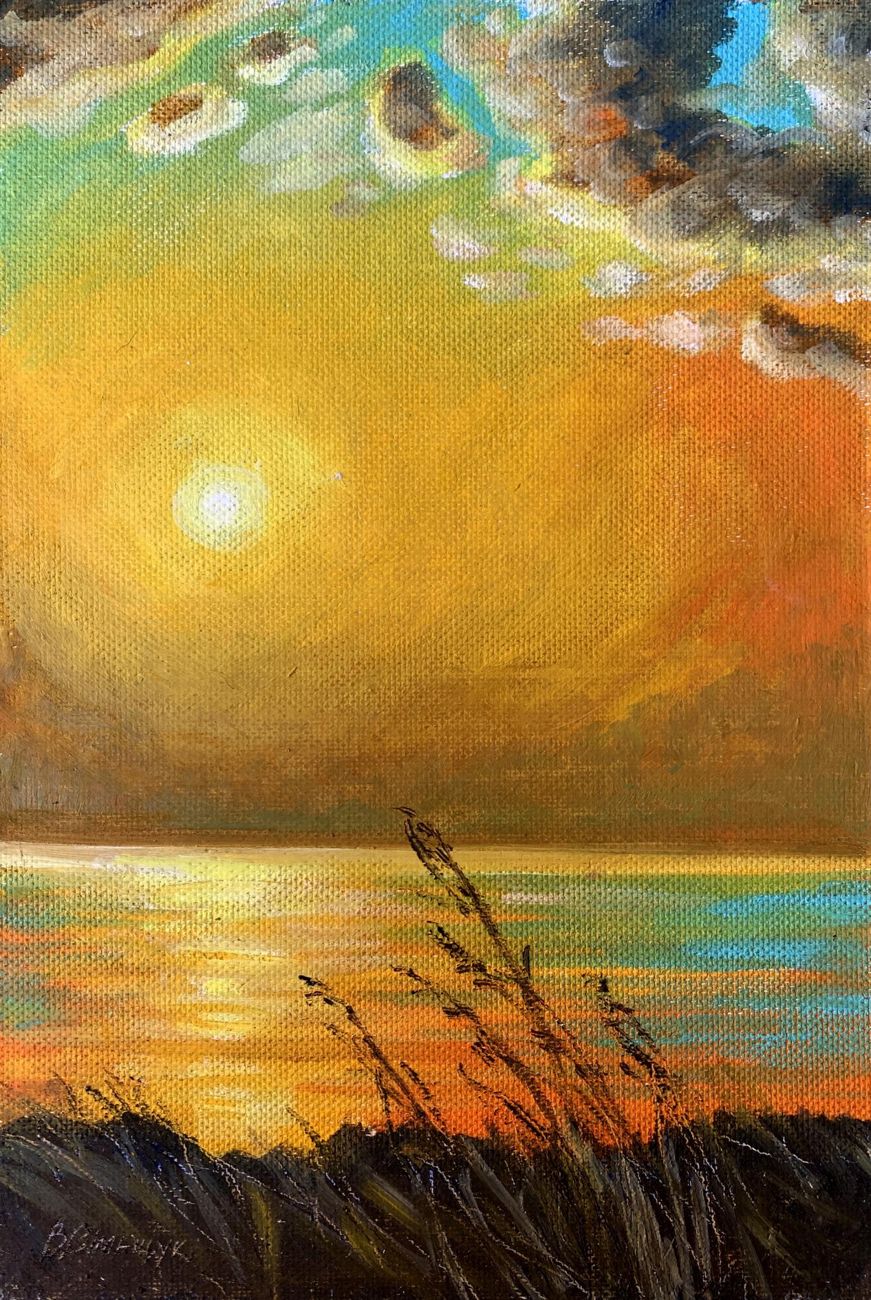 Oil painting Yellow sunset Valentina Simashchuk