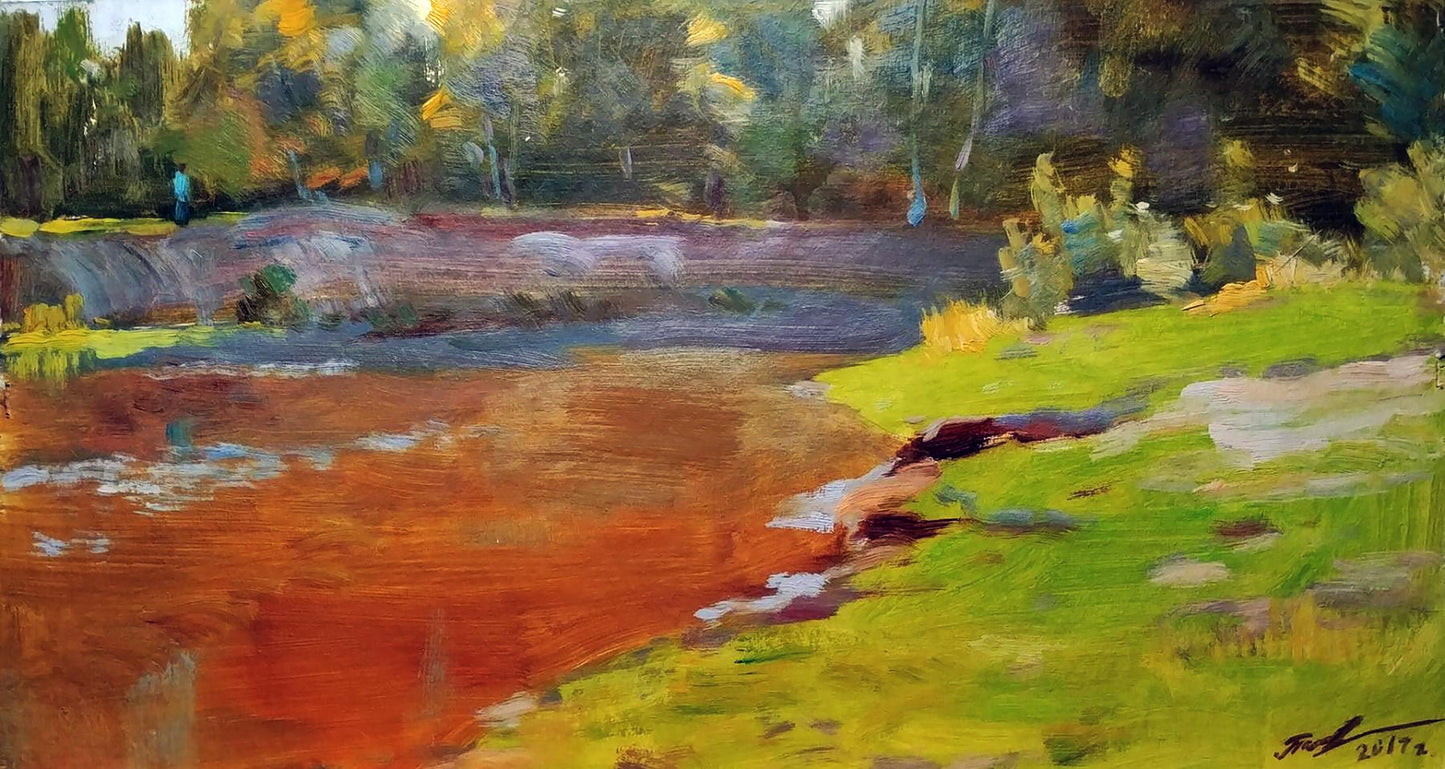 Oil painting Forest river Serhiy Polyakov