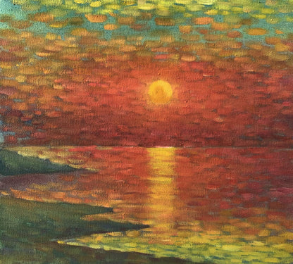 Oil painting Sunset over the sea Mykhailo Burdylo