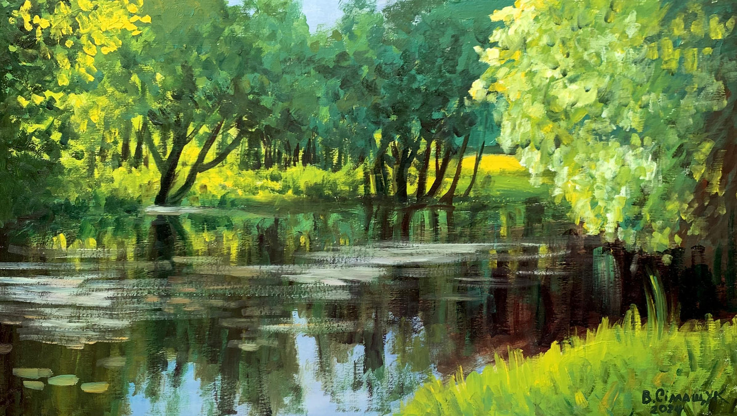 Oil painting Forest river Valentina Simashchuk