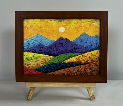 Oil painting Sunset is like fire in the mountains V. Zadorozhnya