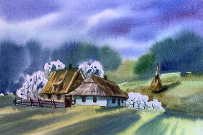 Pastel painting Quiet village Svetlana Gramm