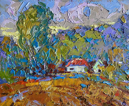 Oil painting Autumn field