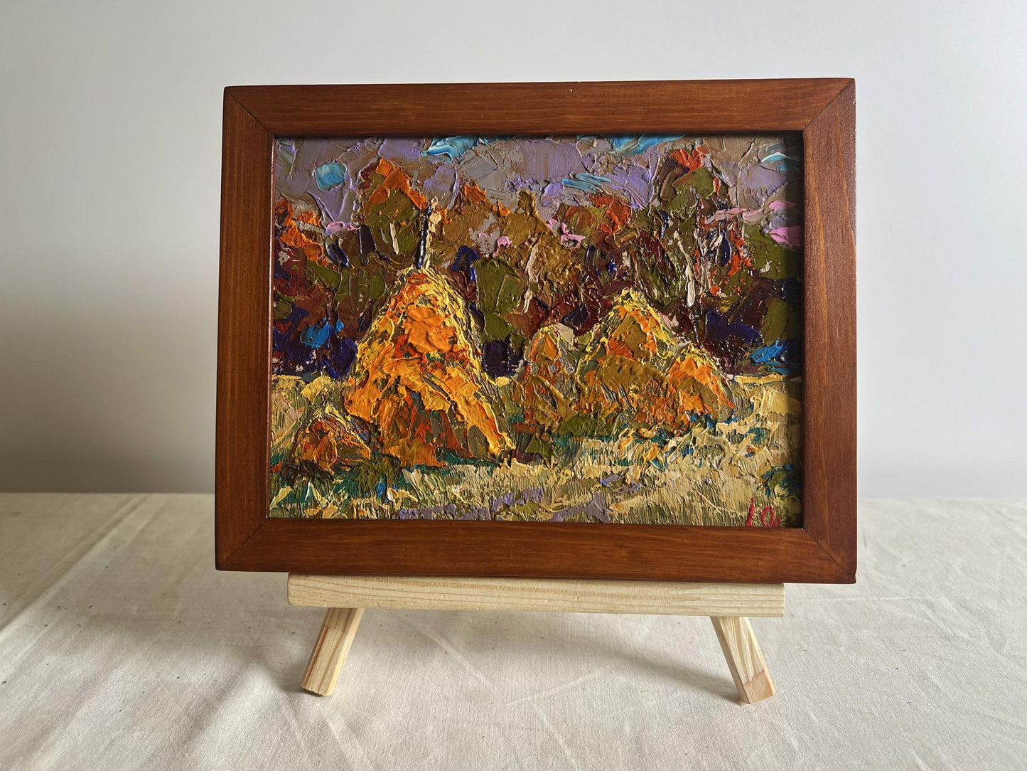 Oil painting Haystacks in the field Oleksiy Ivanyuk