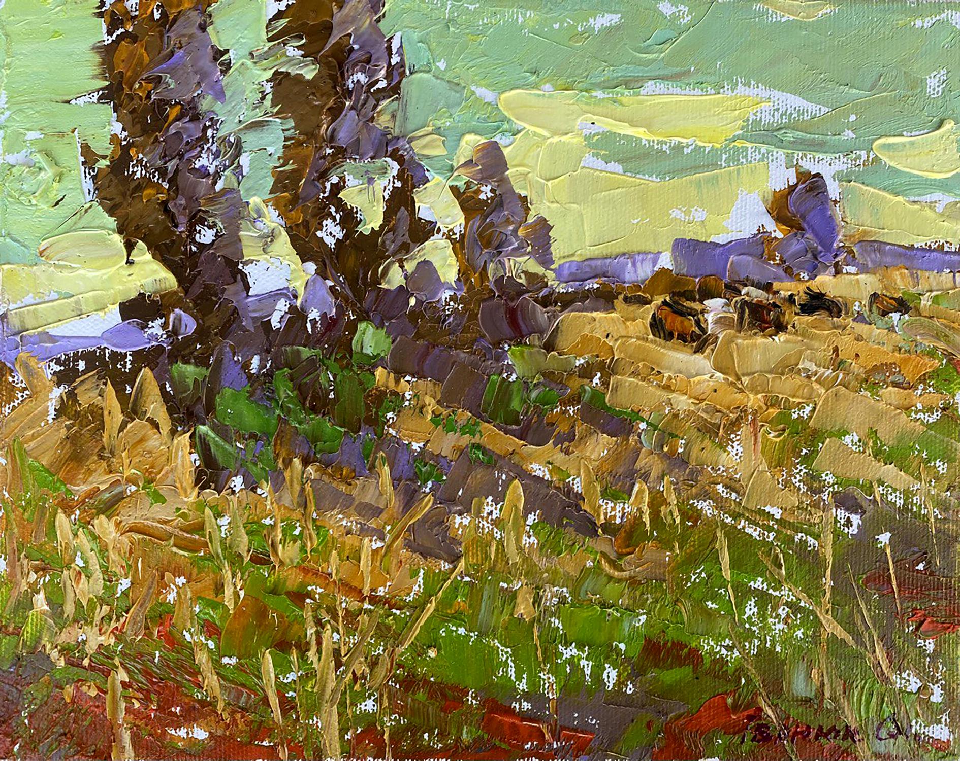 Oil painting Shepherd outside the village Alex Kalenyuk