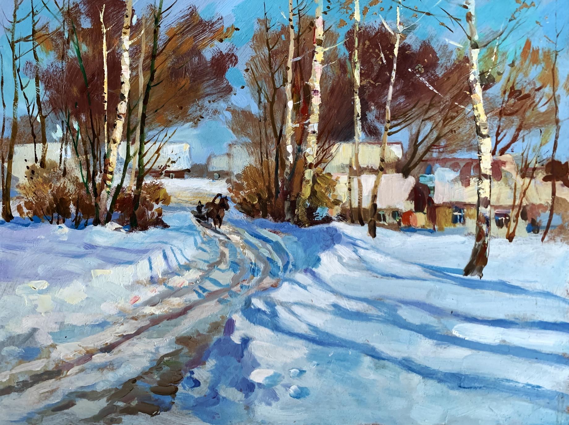 OIl painting Sunny winter day Yuriy Suprunchuk