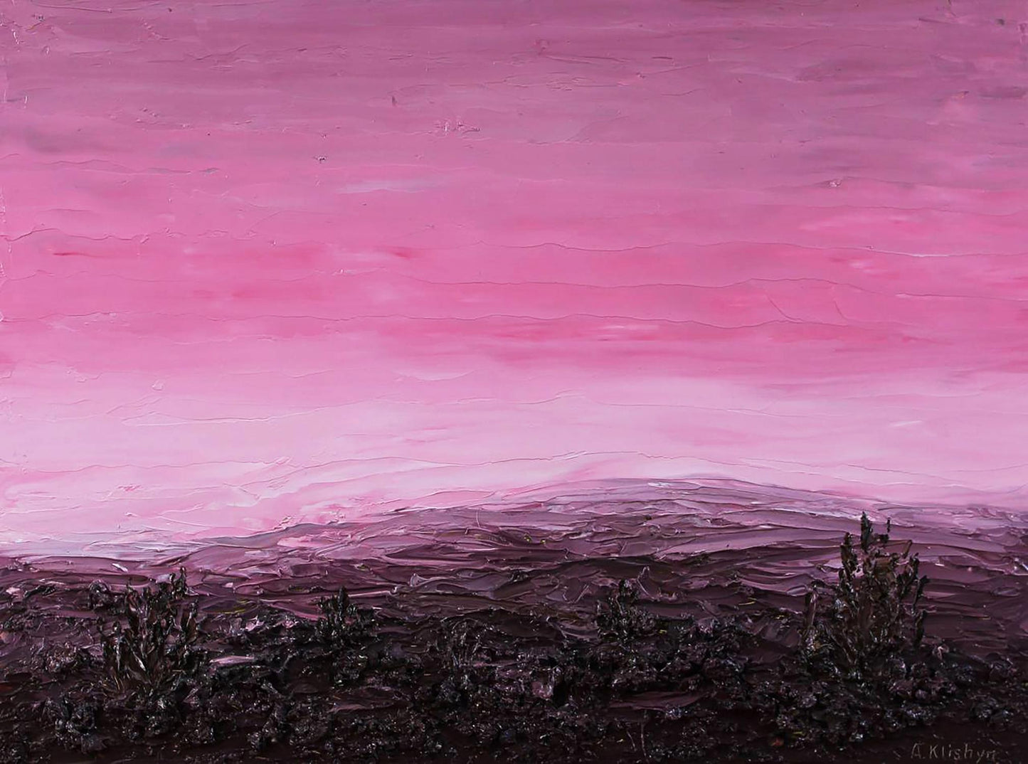 Oil painting Pink landscape Andriy Klishyn