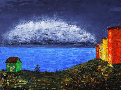 Oil painting Seaside street landscape Andriy Klishyn