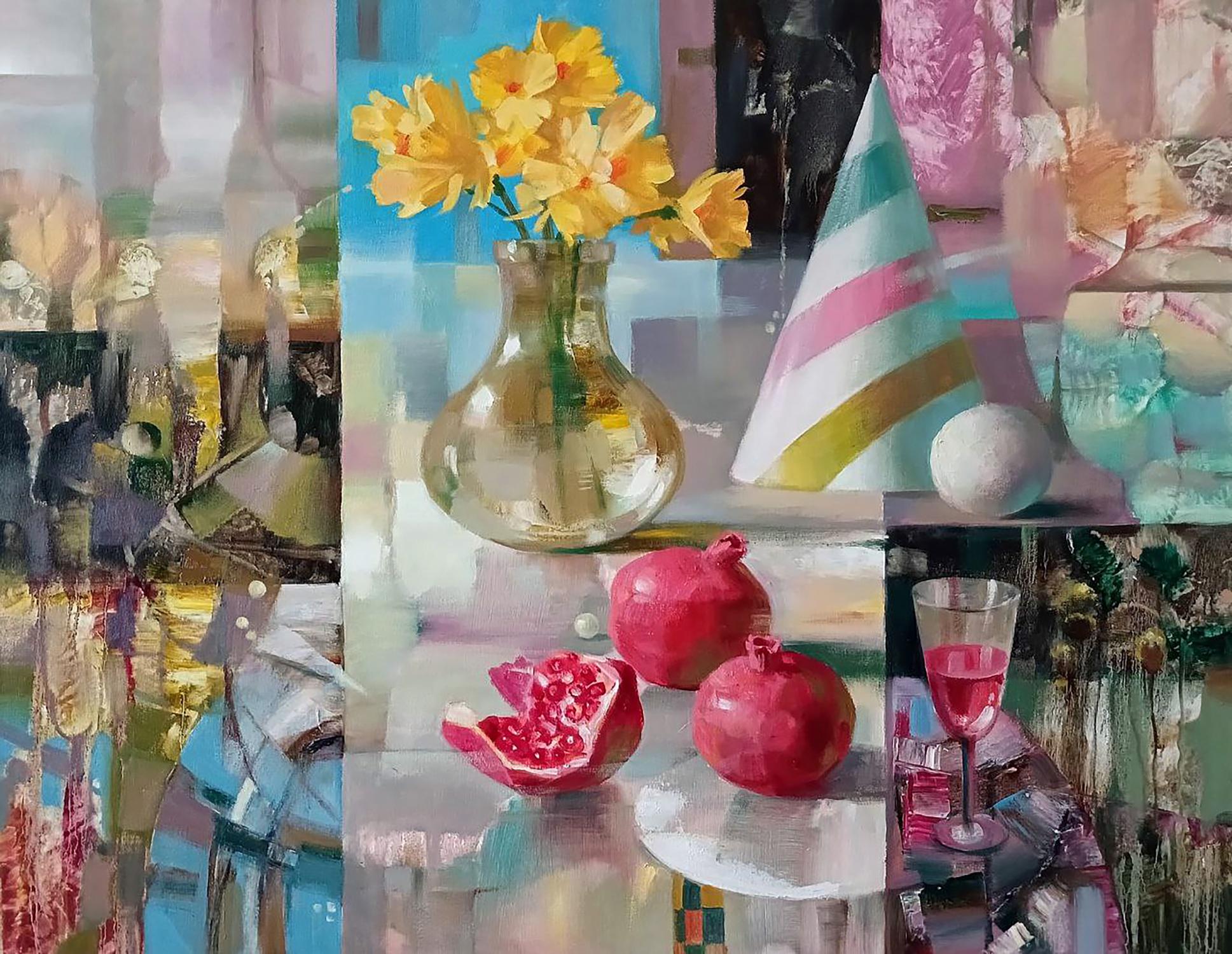 Abstract oil painting Pomegranate fruit Anatoly Tarabanov