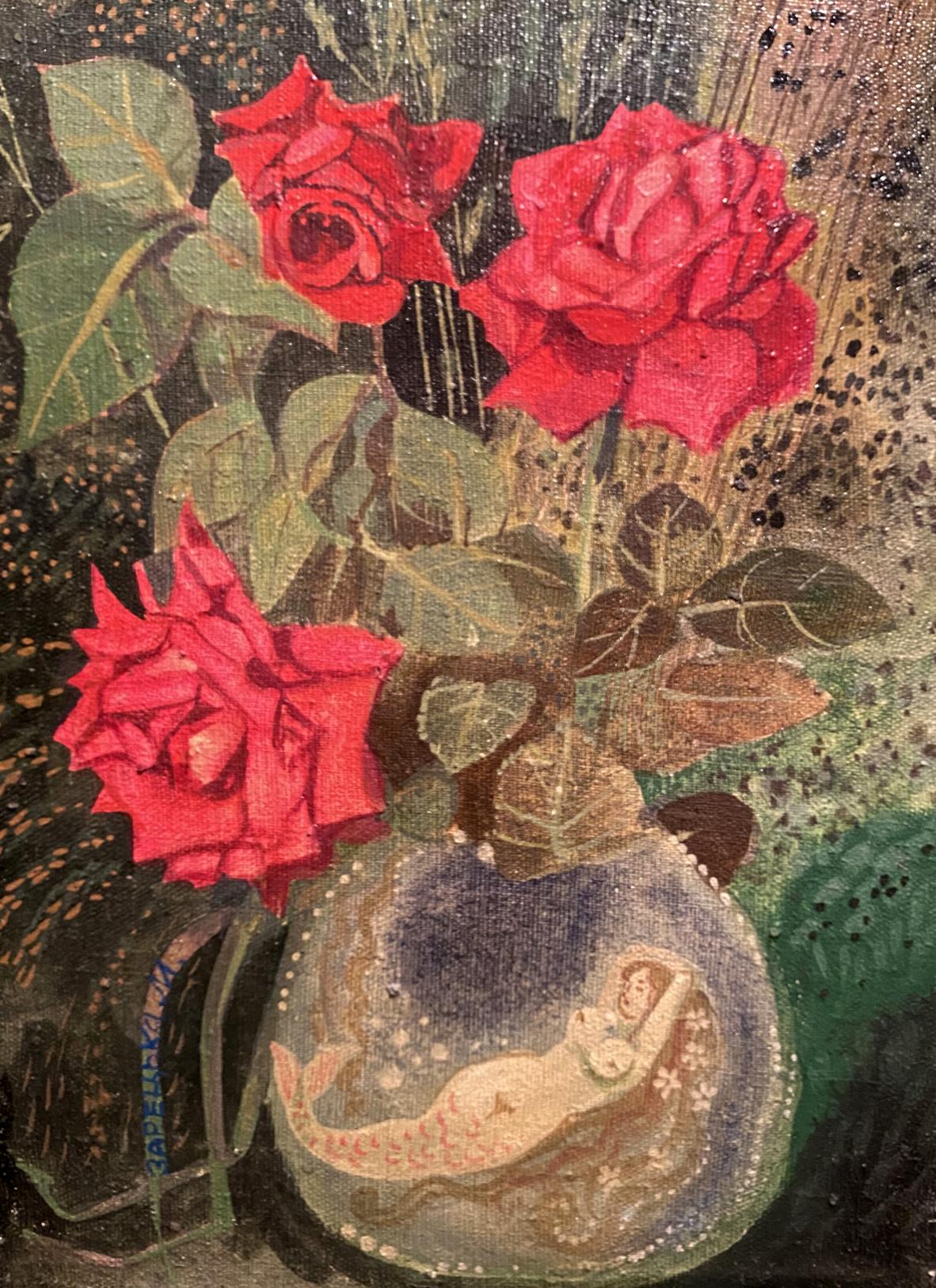 Oil painting Mermaid with roses Maya Zaretskaya