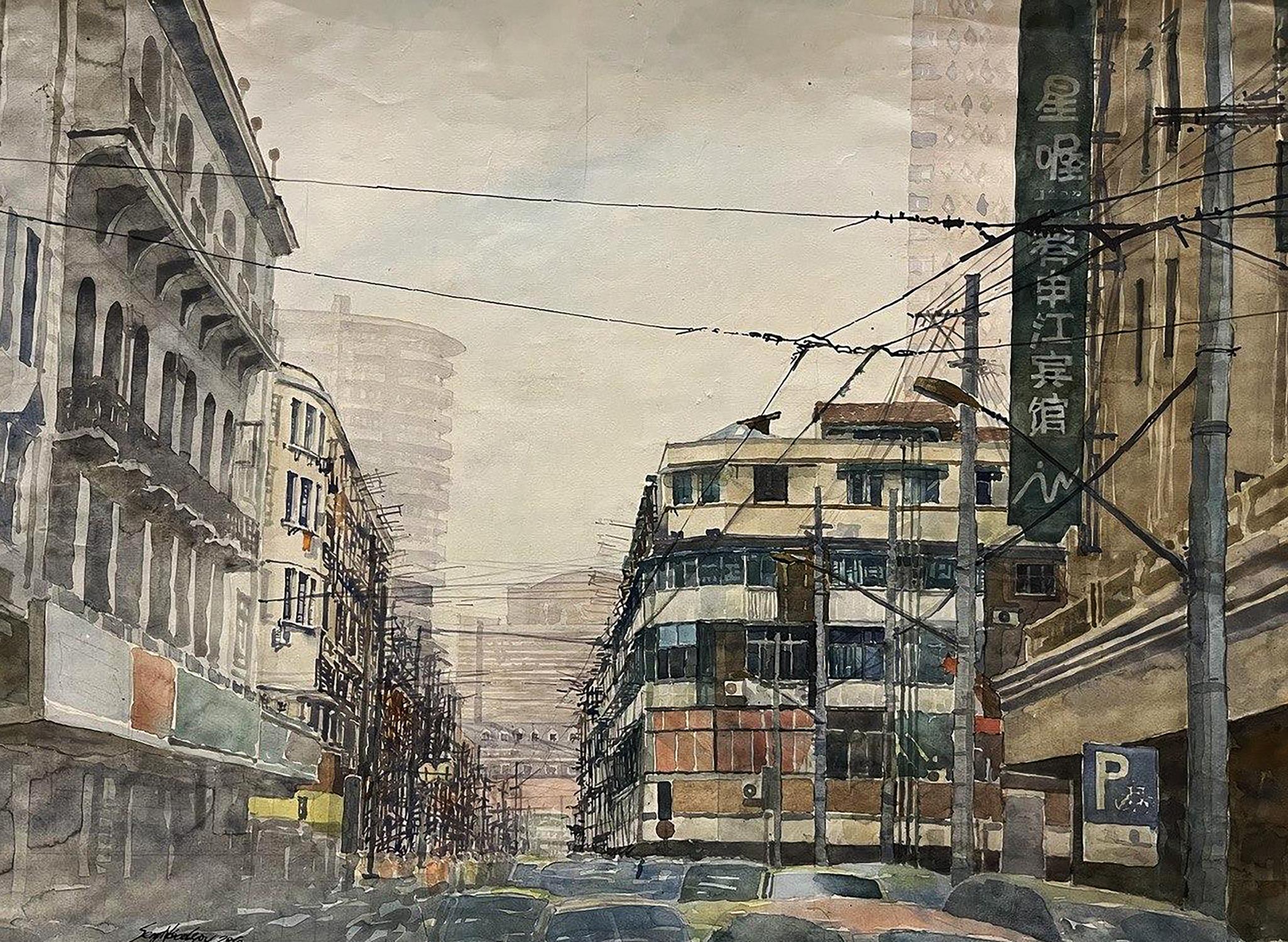 Watercolor painting Shanghai Serhiy Kovalev