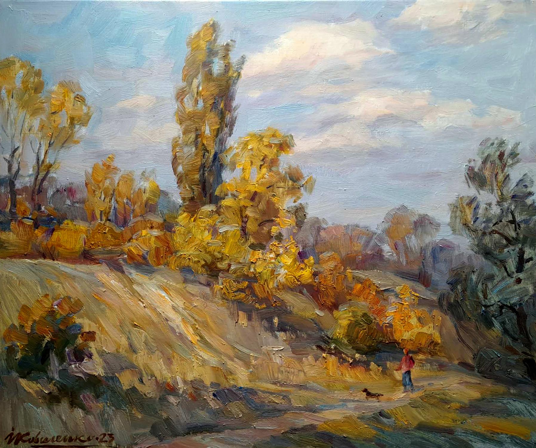 Oi painting Walk in the autumn park Ivan Kovalenko