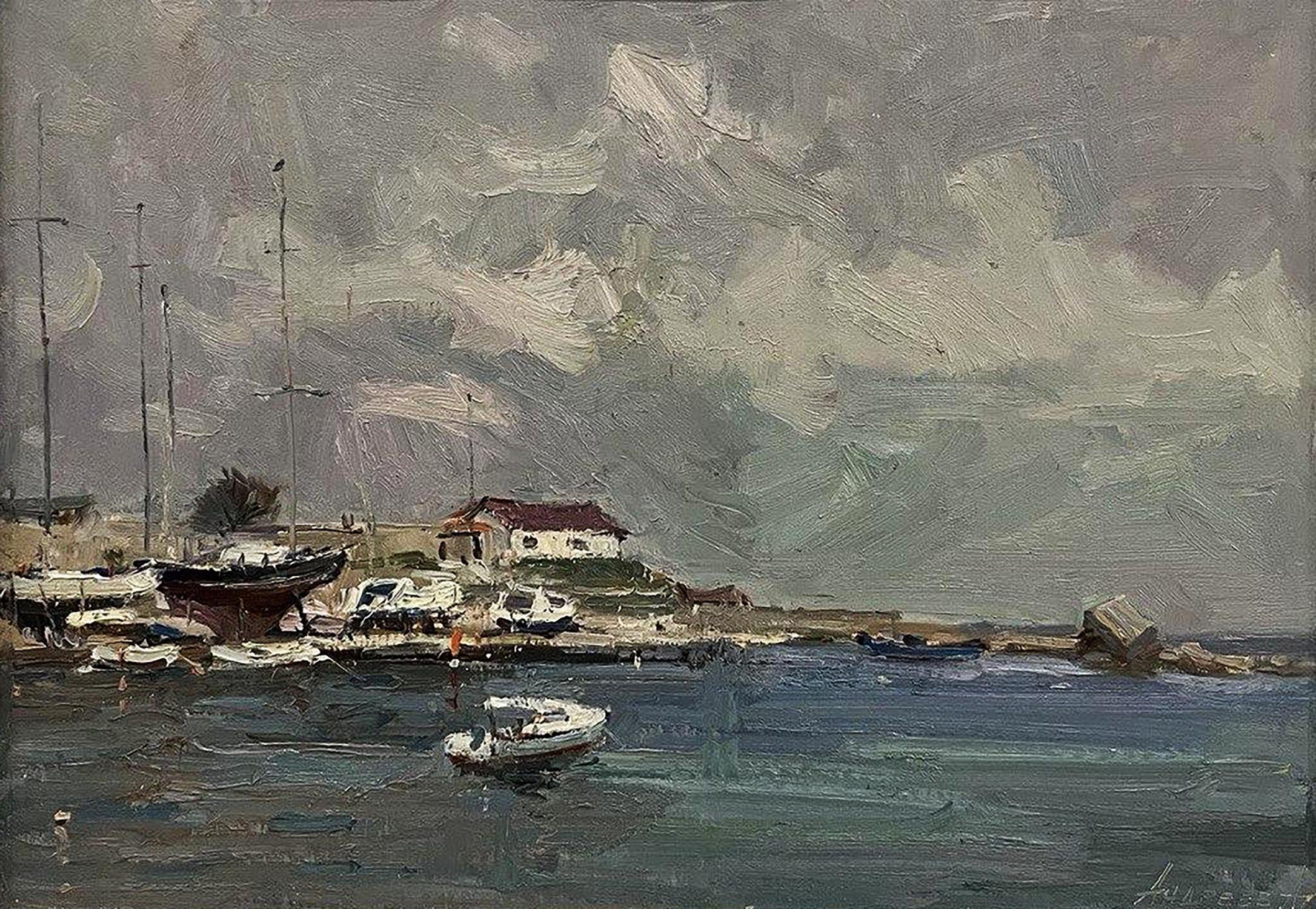 Oil painting Yacht club in the Black Sea Oleksandr Andreev