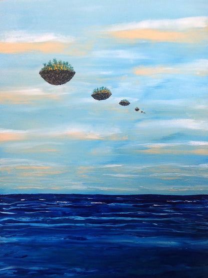 Oil painting Flying islands Andriy Klishyn