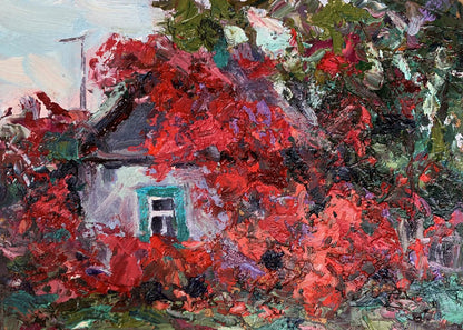 Oil painting A house under hops Oleksiyander Cherednichenko