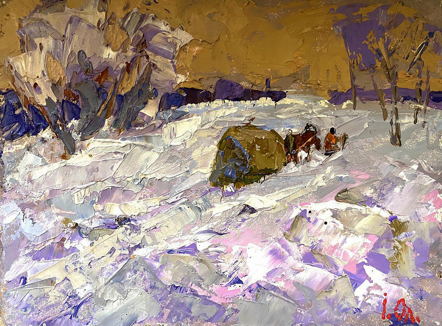 Oil painting Winter evening Oleksiy Ivanyuk