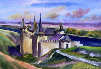 Watercolor painting Old castle Svetlana Gramm