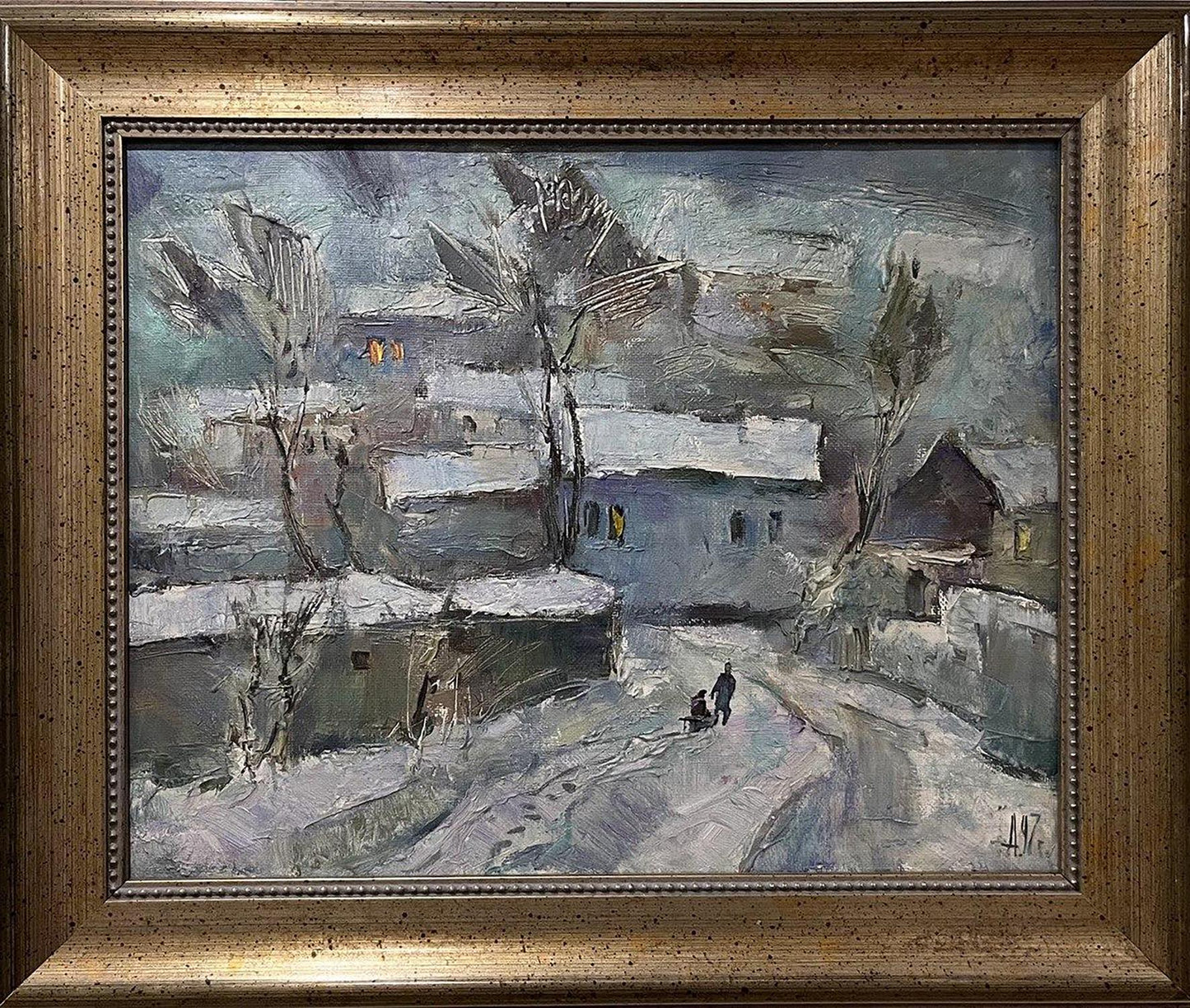 Oil painting Winter in the city Oleksandr Andreev