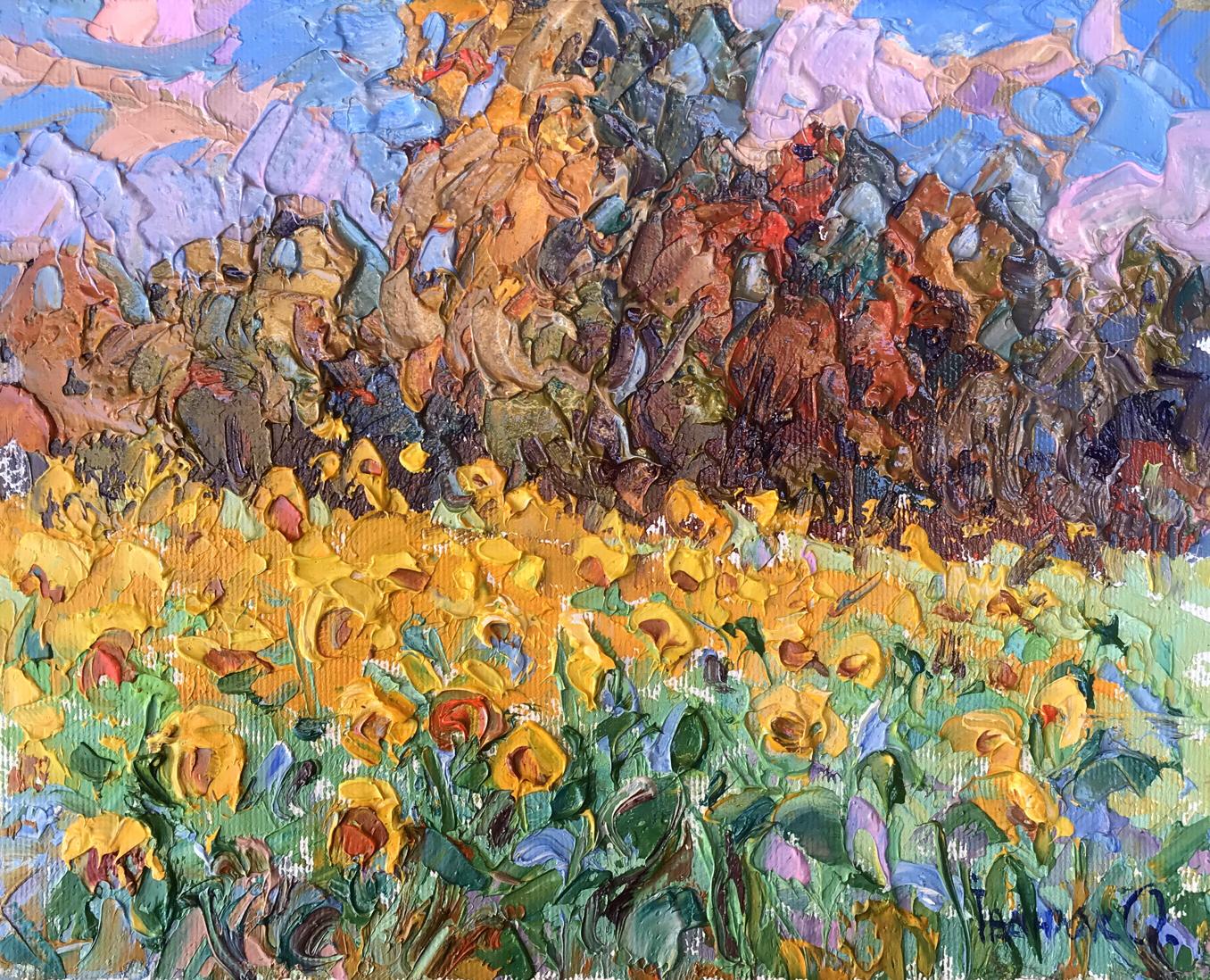 Oil painting Golden sunflowers Alex Ivanyuk