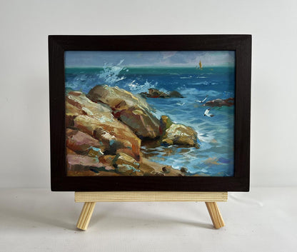 Oil painting Sailboats on the sea horizon Yuriy Suprunchuk