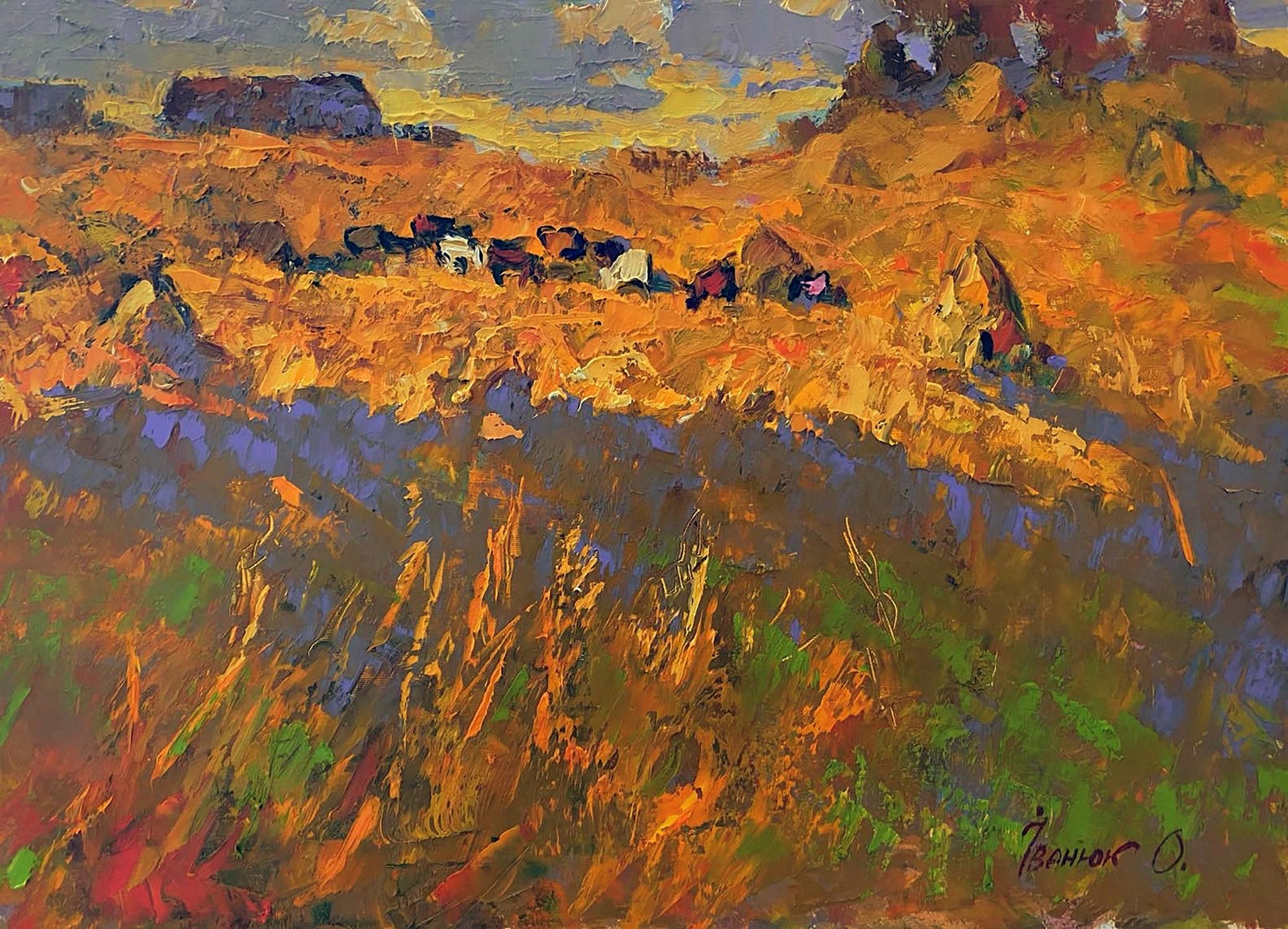 Oil painting Rural landscape 