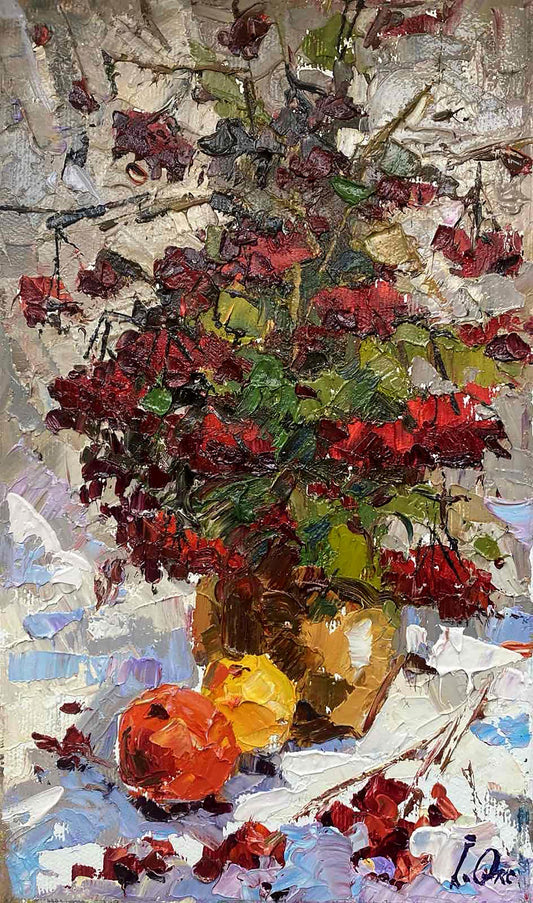 Oil painting Viburnum is red Oksana Ivanyuk